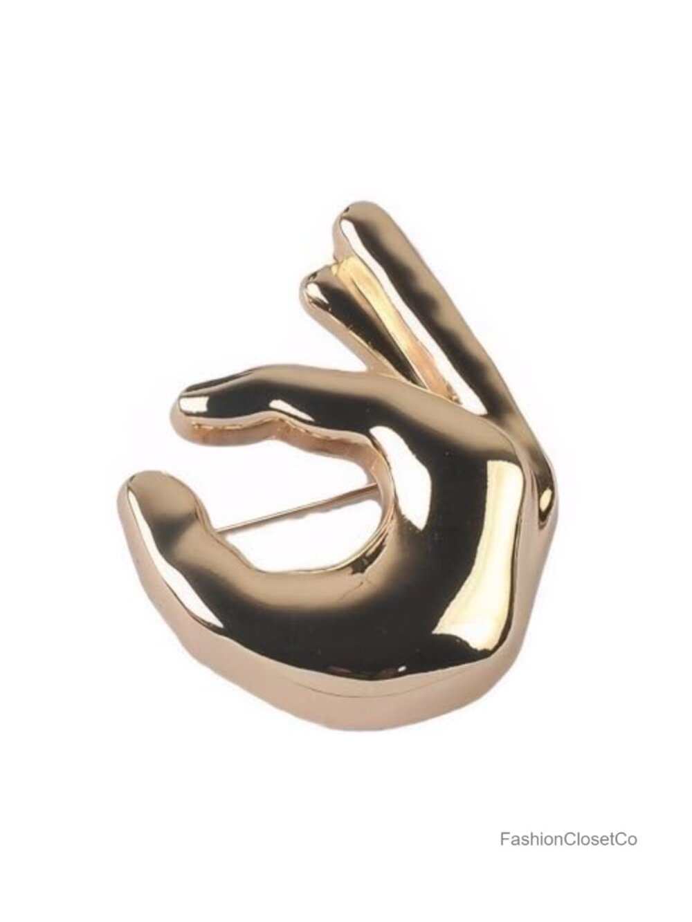 Oversized OK Hand Gesture Brooch Indie Y2K Gothic Metal Pin for Suit Dress Shawl